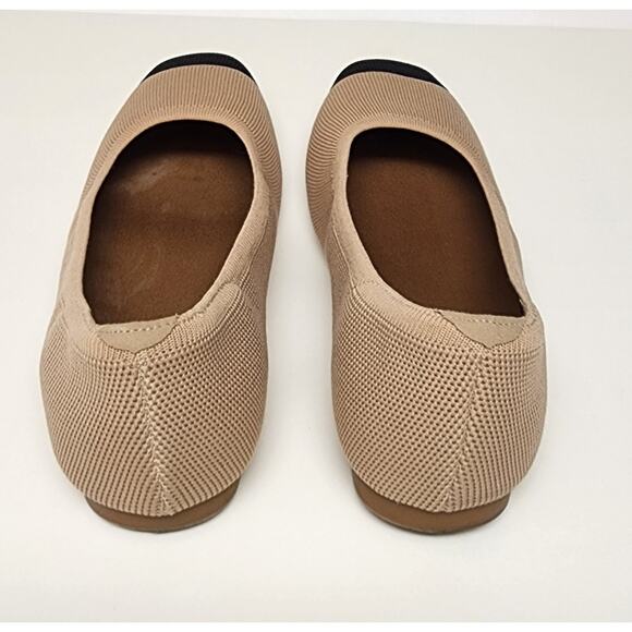 Arromic Square Toe Ballet Flat Shoes Size 9 Tan/Black Fabric Upper - Picture 7 of 10